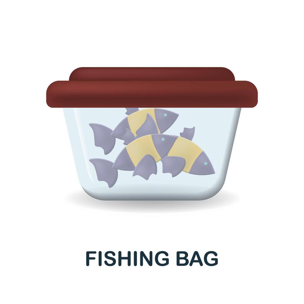 Fishing Bag icon. 3d illustration from fishing collection. Creative Fishing Bag 3d icon for web design, templates, infographics and more vector