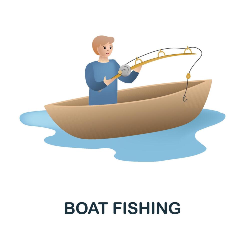 Boat Fishing icon. 3d illustration from fishing collection. Creative Boat Fishing 3d icon for web design, templates, infographics and more vector
