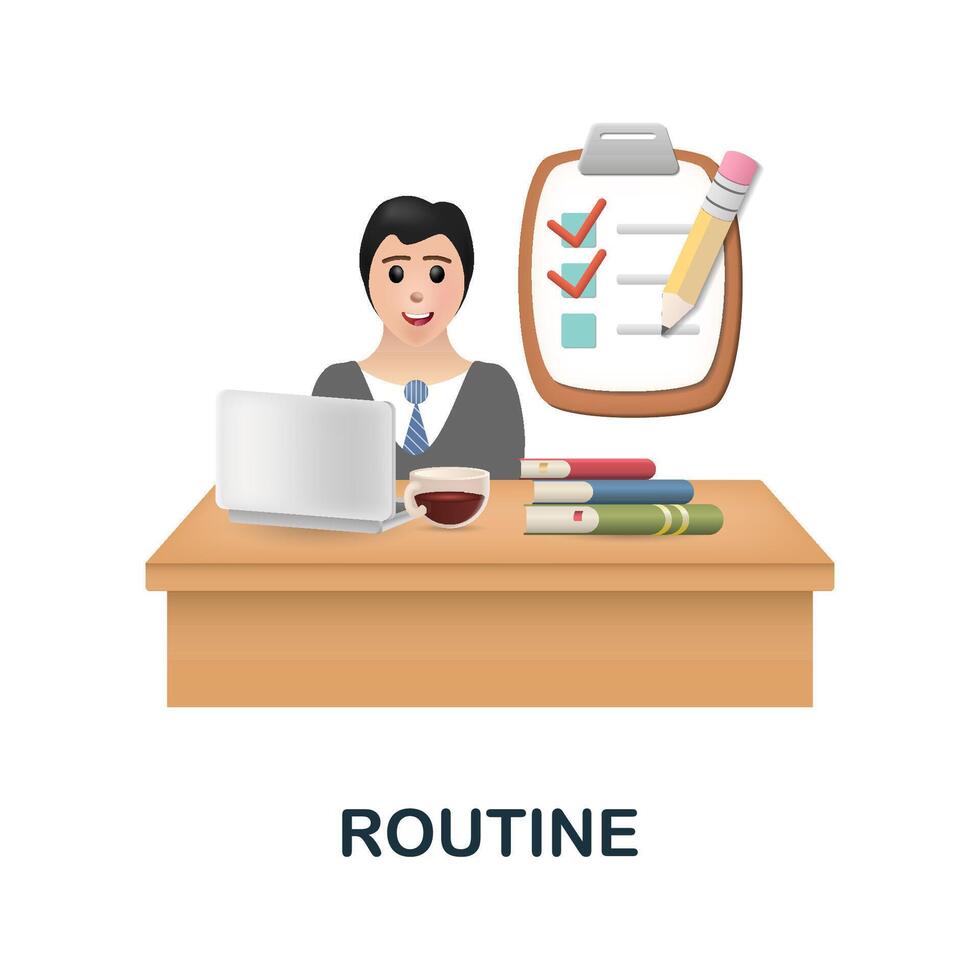 Routine icon. 3d illustration from human productivity collection. Creative Routine 3d icon for web design, templates, infographics and more vector