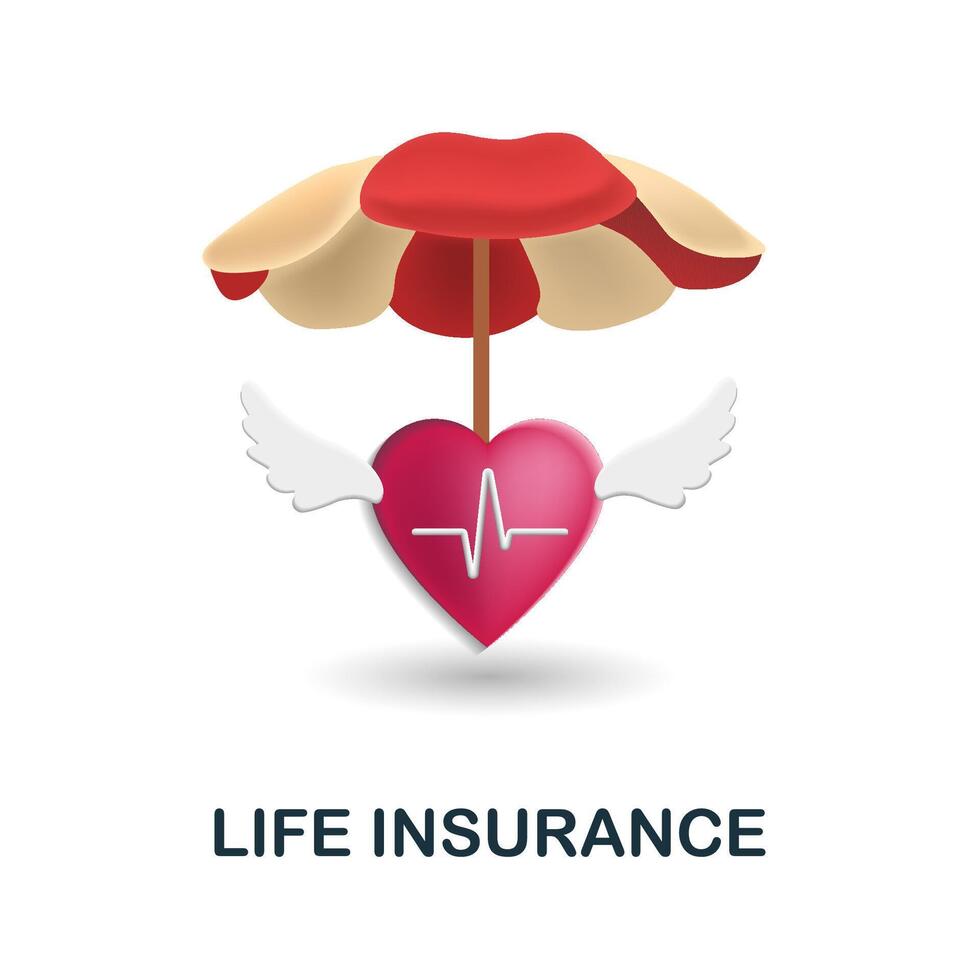Life Insurance icon. 3d illustration from insurance collection. Creative Life Insurance 3d icon for web design, templates, infographics and more vector