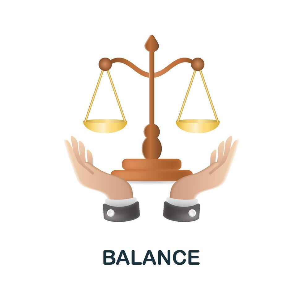 Balance icon. 3d illustration from human productivity collection. Creative Balance 3d icon for web design, templates, infographics and more vector