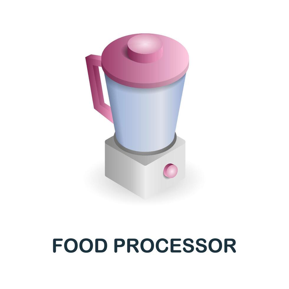 Food Processor icon. 3d illustration from kitchen supplies collection. Creative Food Processor 3d icon for web design, templates, infographics and more vector
