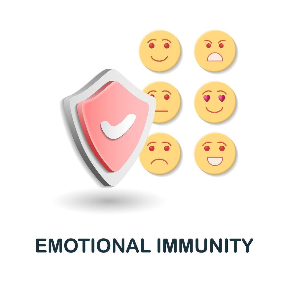 Emotional Immunity icon. 3d illustration from human productivity collection. Creative Emotional Immunity 3d icon for web design, templates, infographics and more vector