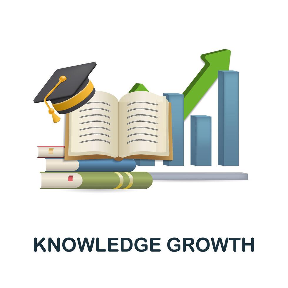 Knowledge Growth icon. 3d illustration from human productivity collection. Creative Knowledge Growth 3d icon for web design, templates, infographics and more vector