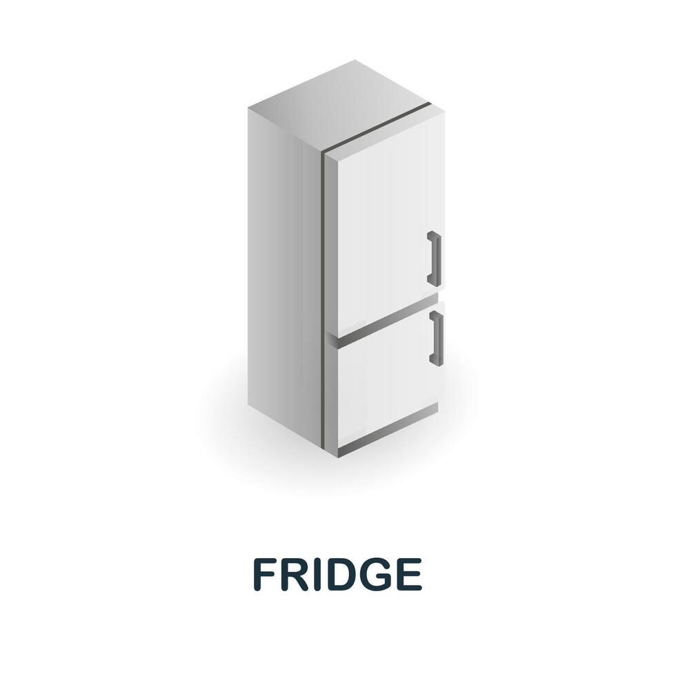 Fridge icon. 3d illustration from kitchen supplies collection. Creative Fridge 3d icon for web design, templates, infographics and more vector
