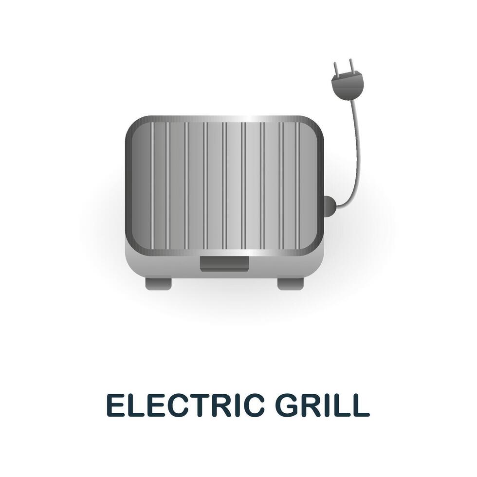 Electric Grill icon. 3d illustration from kitchen supplies collection. Creative Electric Grill 3d icon for web design, templates, infographics and more vector