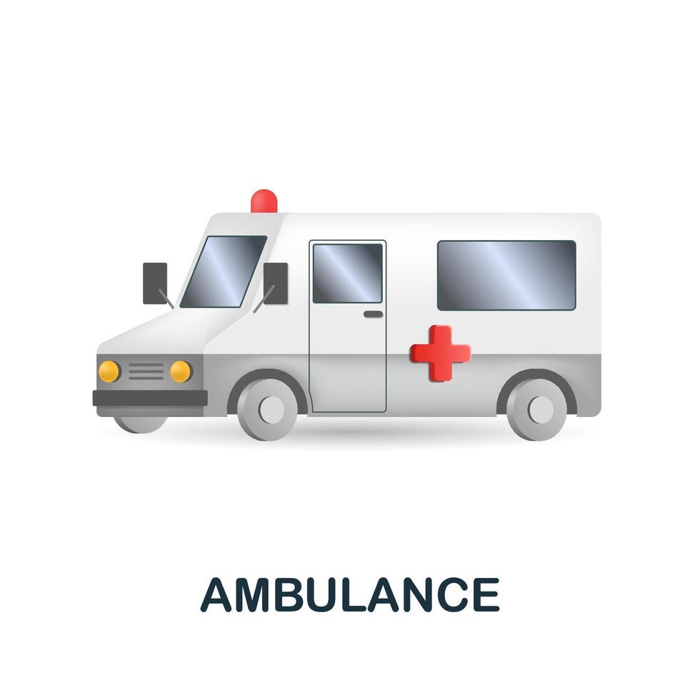 Ambulance icon. 3d illustration from medicine collection. Creative Ambulance 3d icon for web design, templates, infographics and more vector