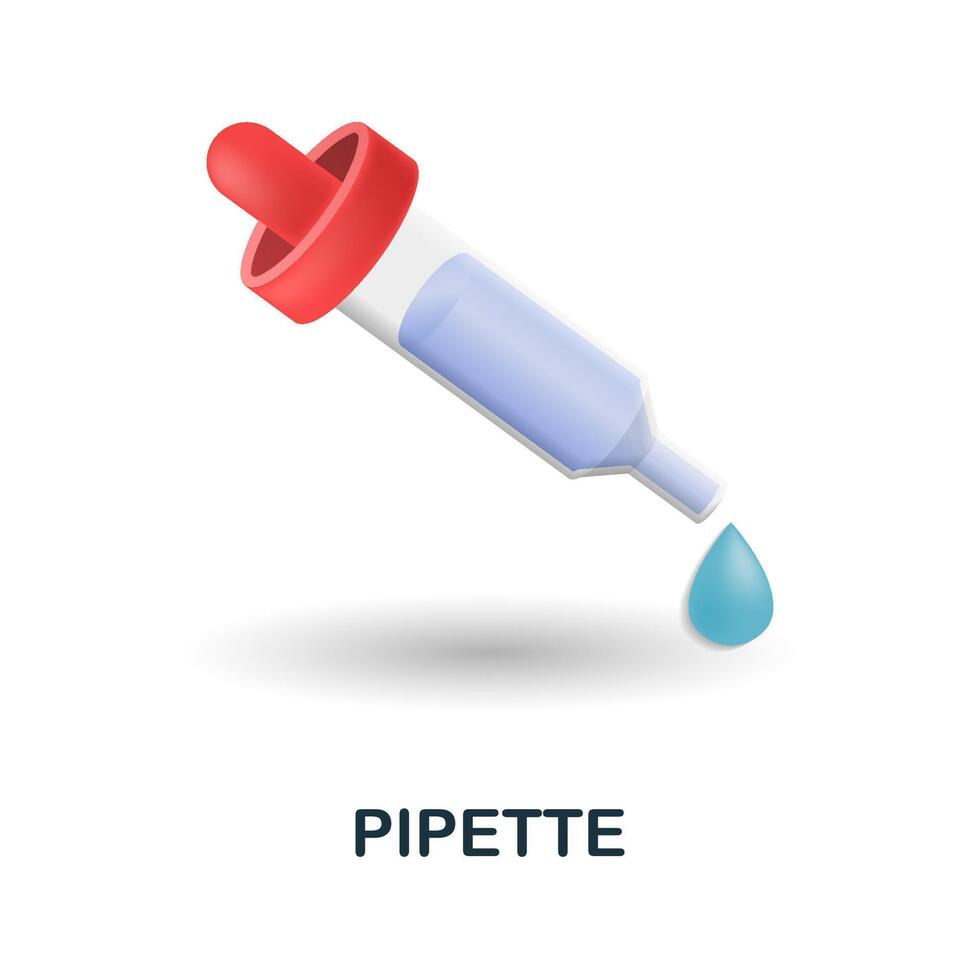 Pipette icon. 3d illustration from medicine collection. Creative Pipette 3d icon for web design, templates, infographics and more vector