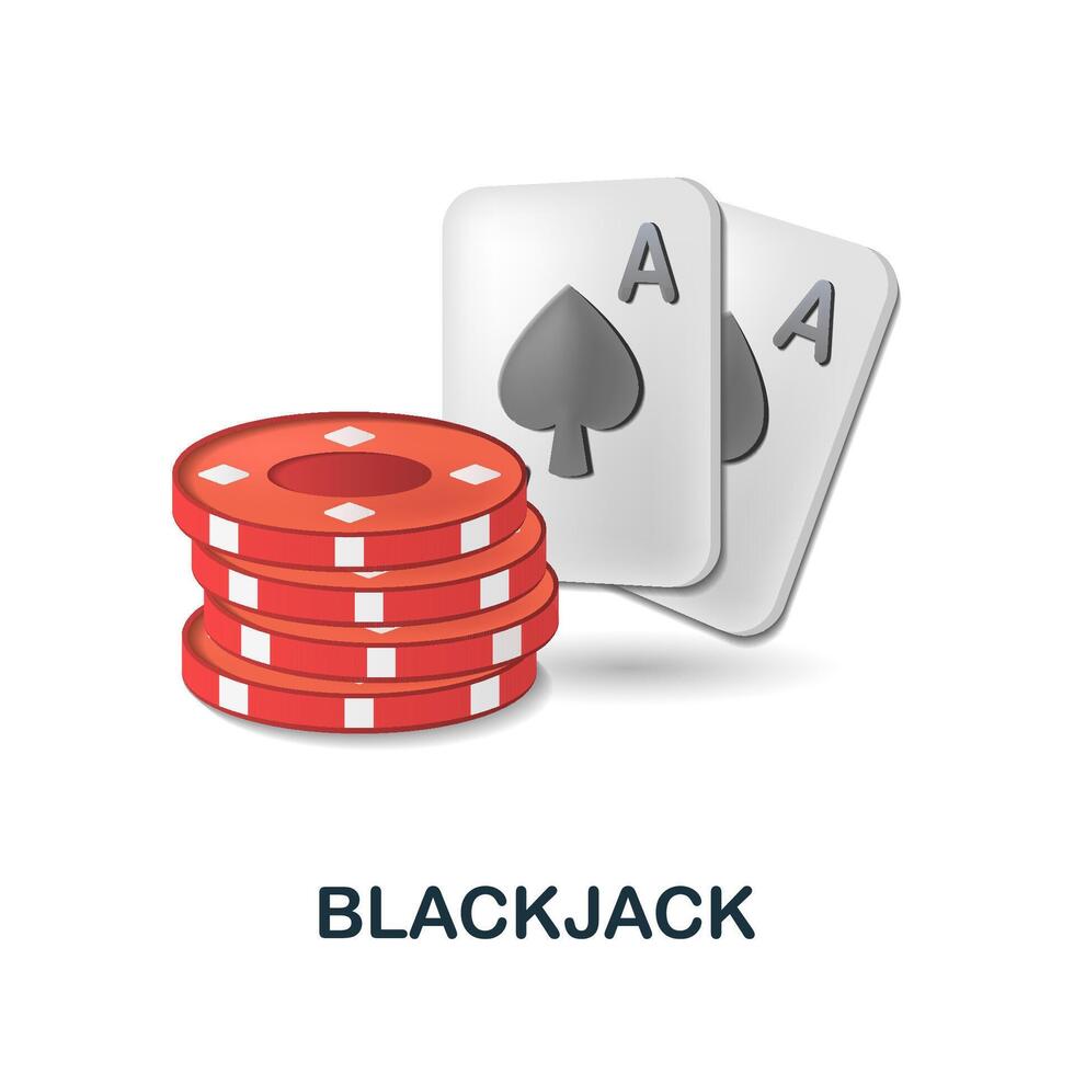 Blackjack icon. 3d illustration from table games collection. Creative Blackjack 3d icon for web design, templates, infographics and more vector