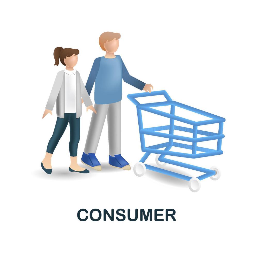 Consumer icon. 3d illustration from neuromarketing collection. Creative Consumer 3d icon for web design, templates, infographics and more vector