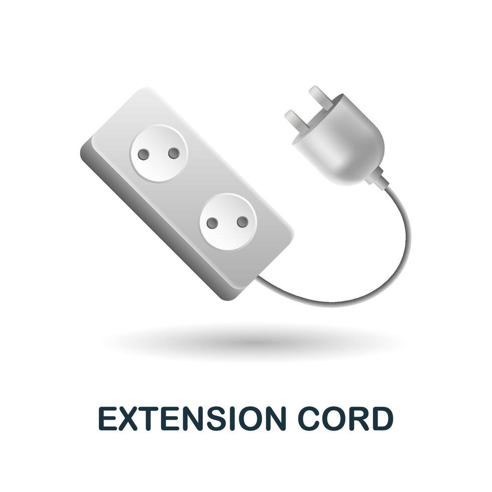 Extension Cord icon. 3d illustration from construction instruments collection. Creative Extension Cord 3d icon for web design, templates, infographics and more vector