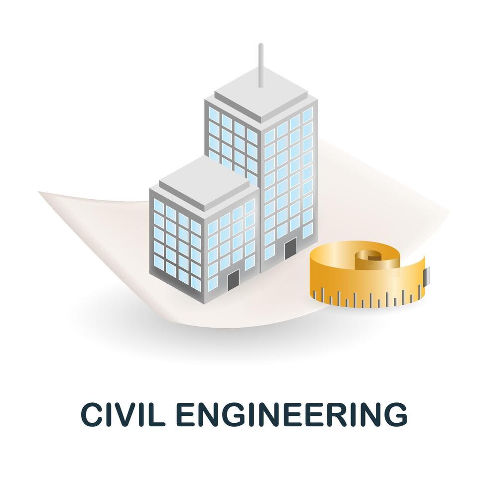 Civil Engineering icon. 3d illustration from engineering collection. Creative Civil Engineering 3d icon for web design, templates, infographics and more vector