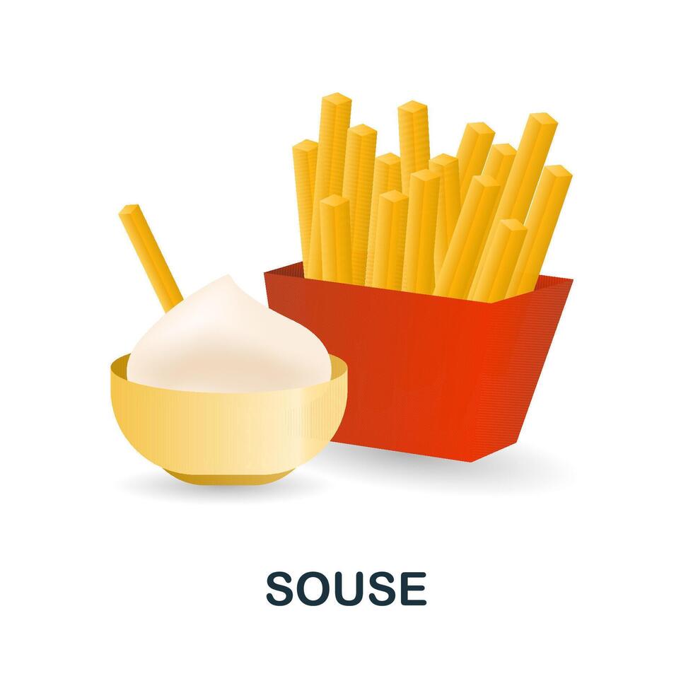 Souse icon. 3d illustration from fast food collection. Creative Souse 3d icon for web design, templates, infographics and more vector