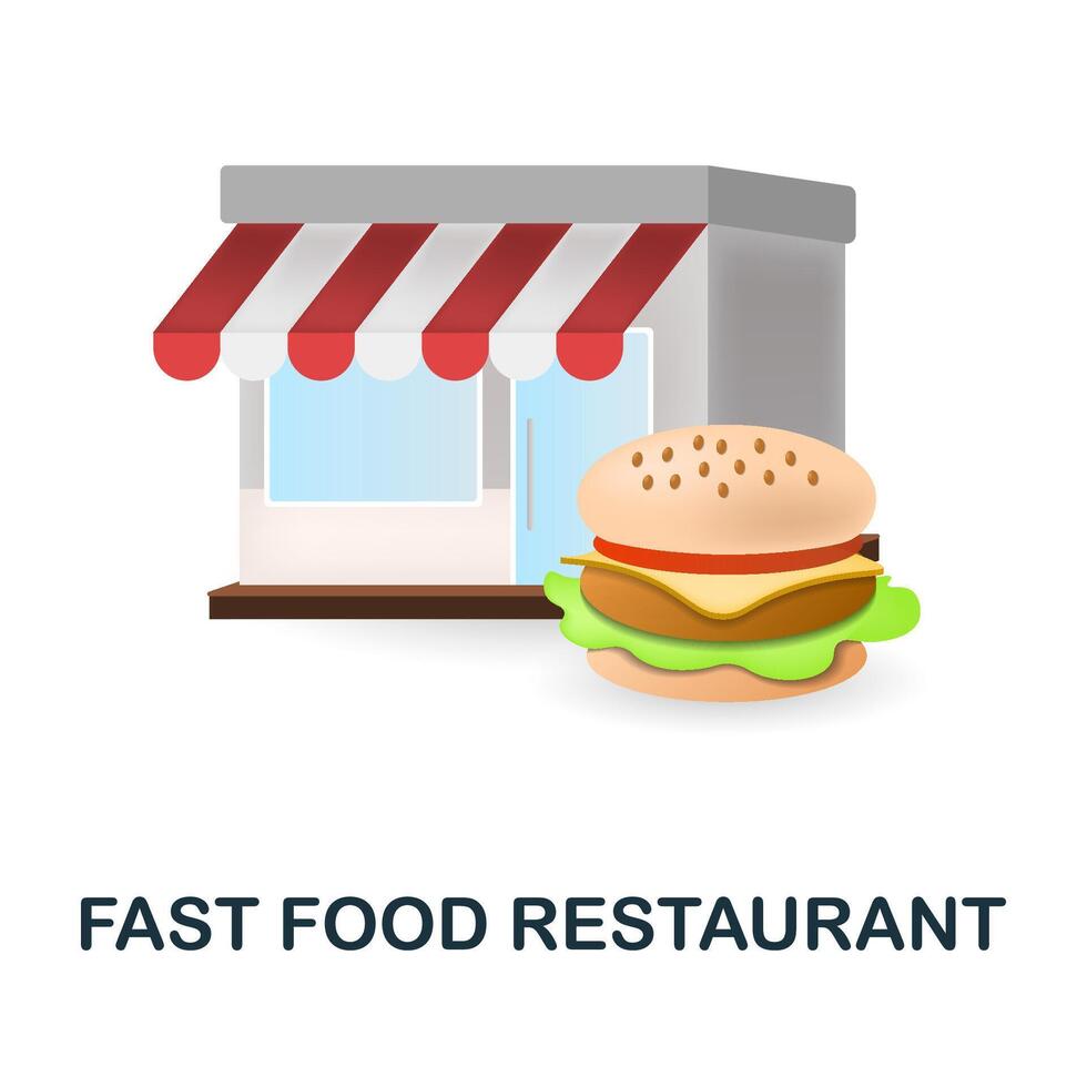 Fast Food Restaurant icon. 3d illustration from fast food collection. Creative Fast Food Restaurant 3d icon for web design, templates, infographics and more vector