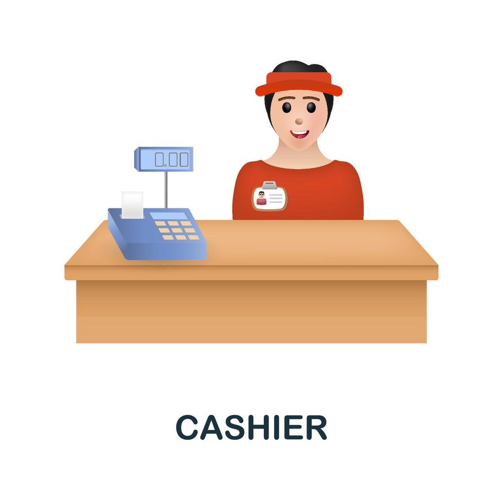 Cashier icon. 3d illustration from fast food collection. Creative Cashier 3d icon for web design, templates, infographics and more vector
