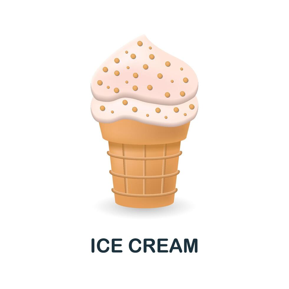 Ice Cream icon. 3d illustration from fast food collection. Creative Ice Cream 3d icon for web design, templates, infographics and more vector