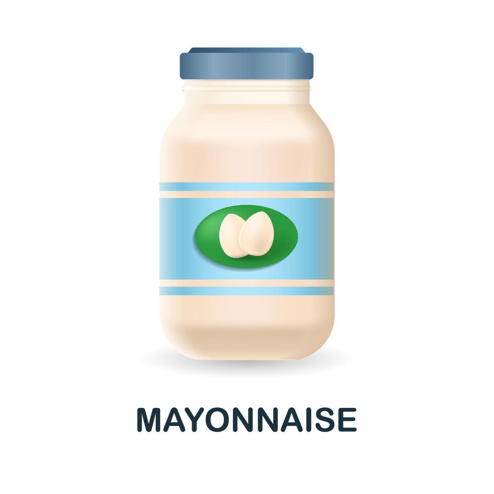 Mayonnaise icon. 3d illustration from food market collection. Creative Mayonnaise 3d icon for web design, templates, infographics and more vector