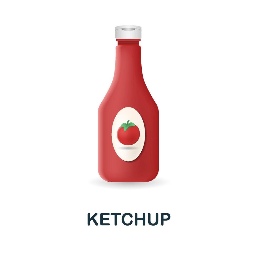 Ketchup icon. 3d illustration from food market collection. Creative Ketchup 3d icon for web design, templates, infographics and more vector