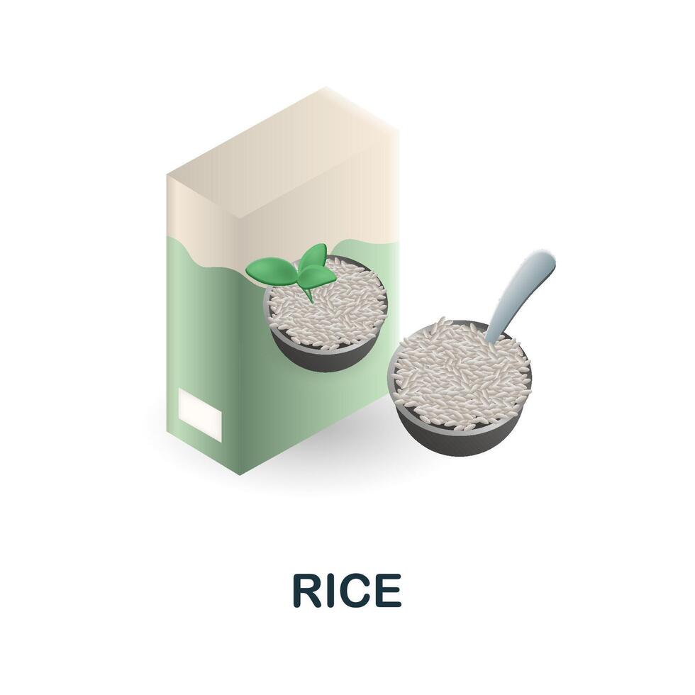 Rice icon. 3d illustration from food market collection. Creative Rice 3d icon for web design, templates, infographics and more vector