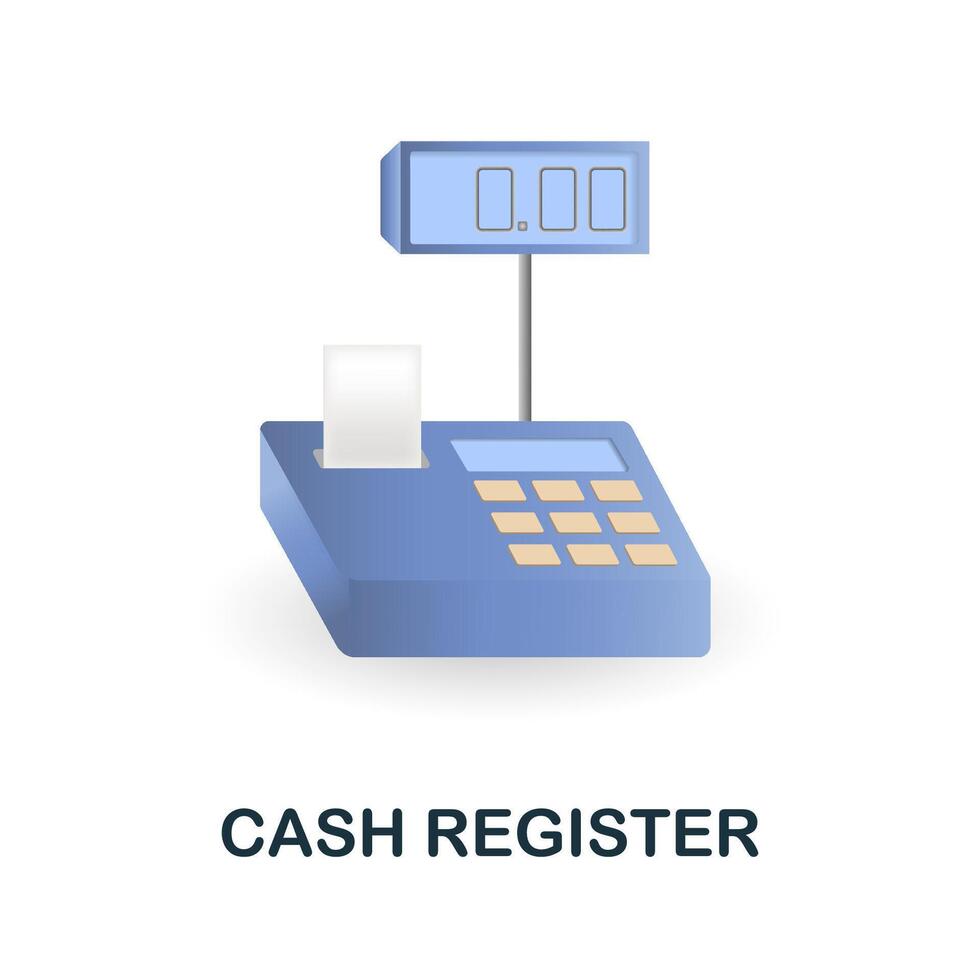 Cash Register icon. 3d illustration from food market collection. Creative Cash Register 3d icon for web design, templates, infographics and more vector