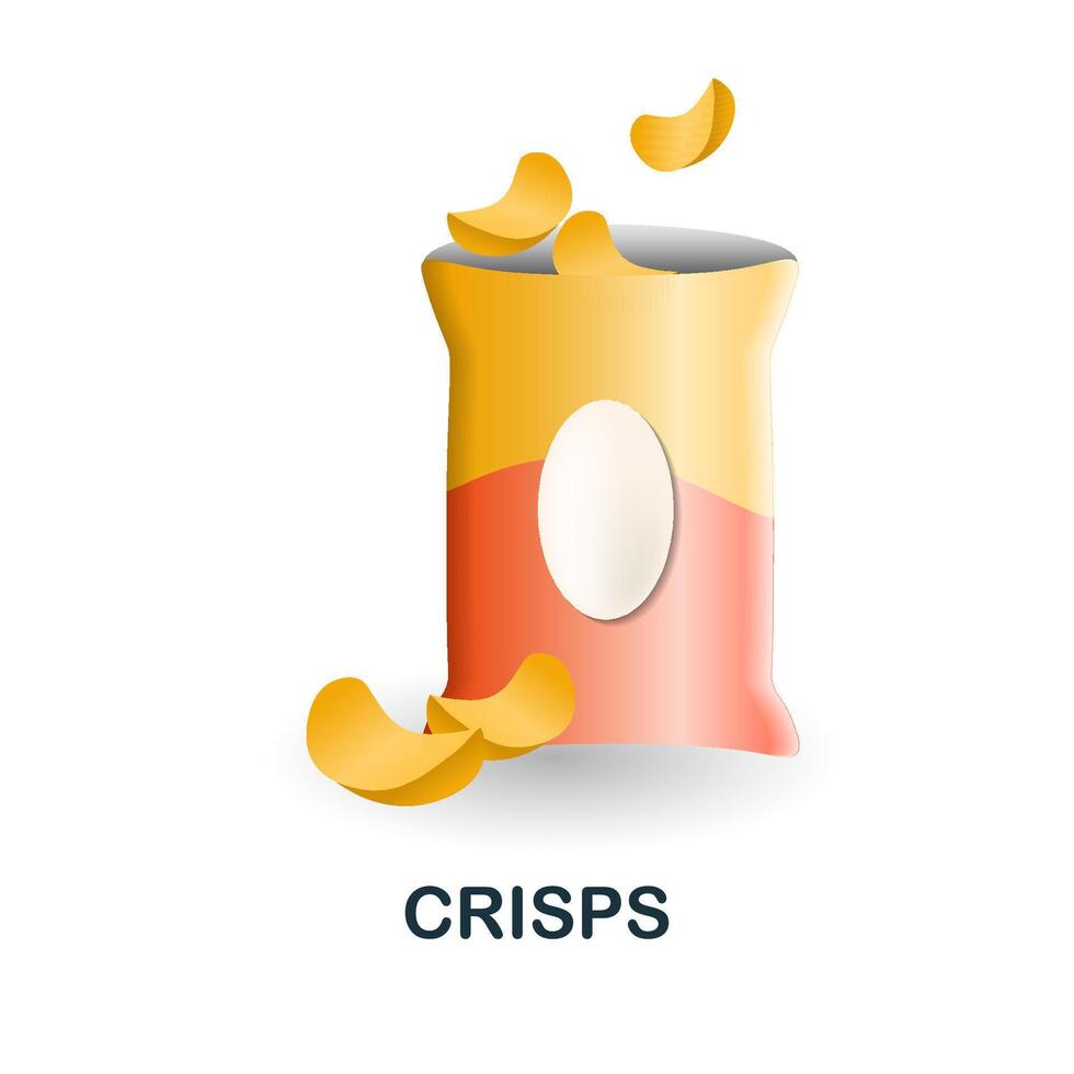 Crisps icon. 3d illustration from food market collection. Creative Crisps 3d icon for web design, templates, infographics and more vector