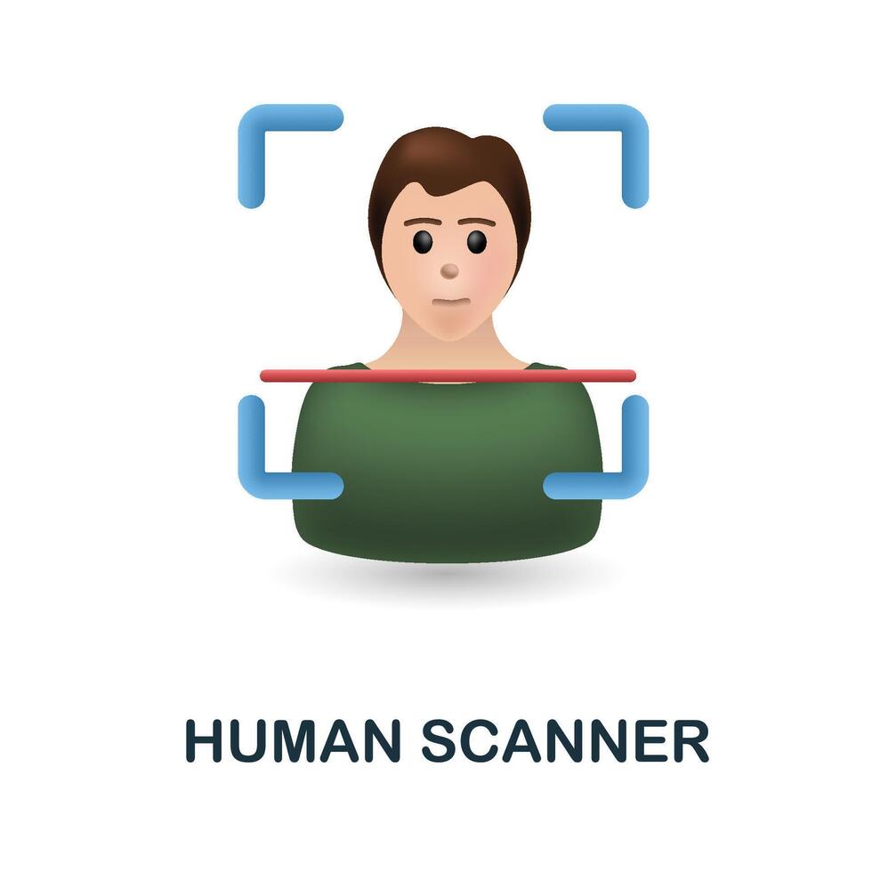 Human Scanner icon. 3d illustration from security collection. Creative Human Scanner 3d icon for web design, templates, infographics and more vector