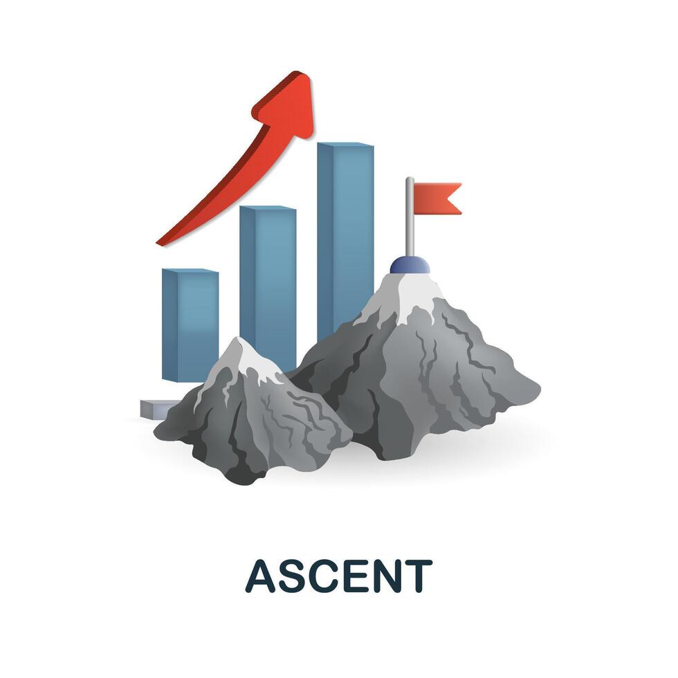 Ascent icon. 3d illustration from performance collection. Creative Ascent 3d icon for web design, templates, infographics and more vector
