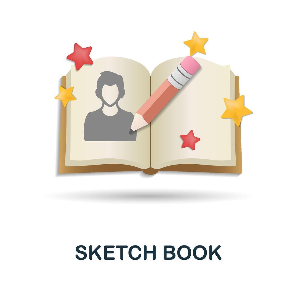 Sketch Book icon. 3d illustration from work place collection. Creative Sketch Book 3d icon for web design, templates, infographics and more vector