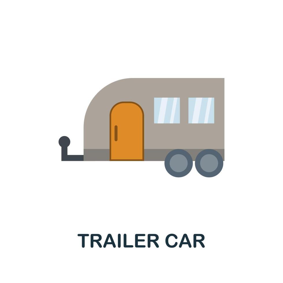 Trailer Car flat icon. Color simple element from car servise collection. Creative Trailer Car icon for web design, templates, infographics and more vector