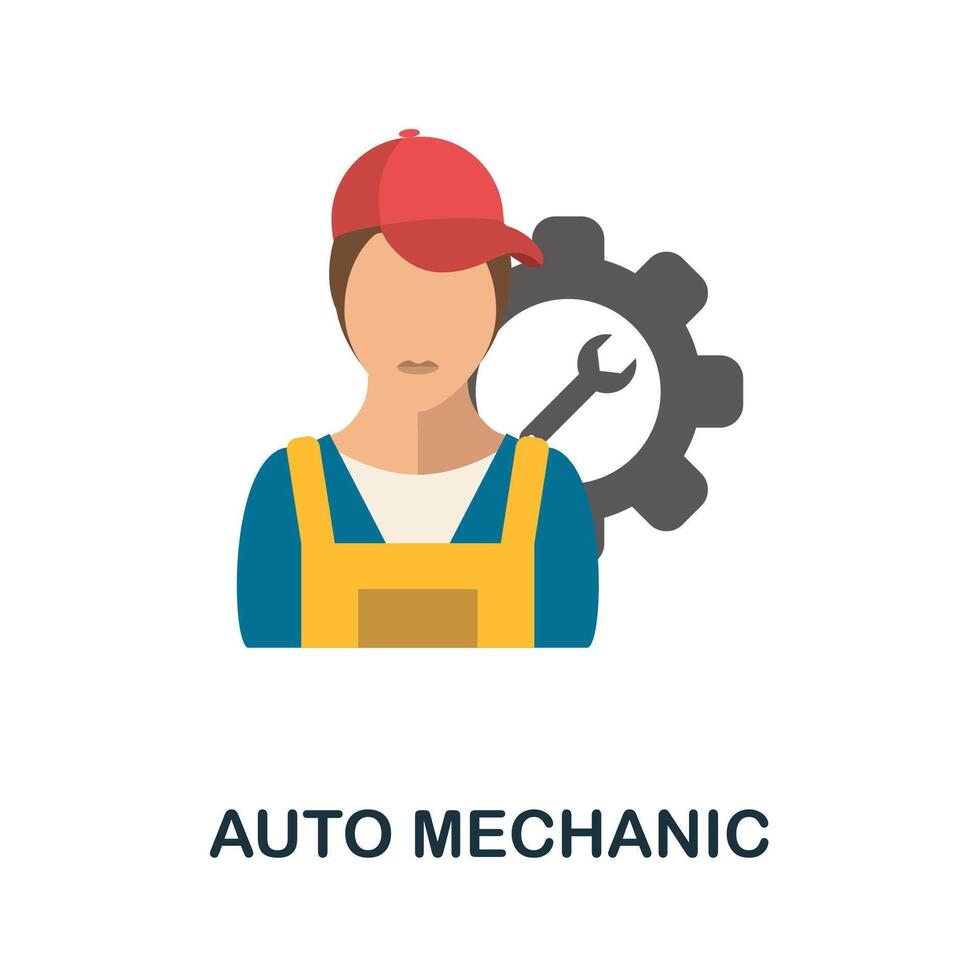 Auto Mechanic flat icon. Color simple element from car servise collection. Creative Auto Mechanic icon for web design, templates, infographics and more vector