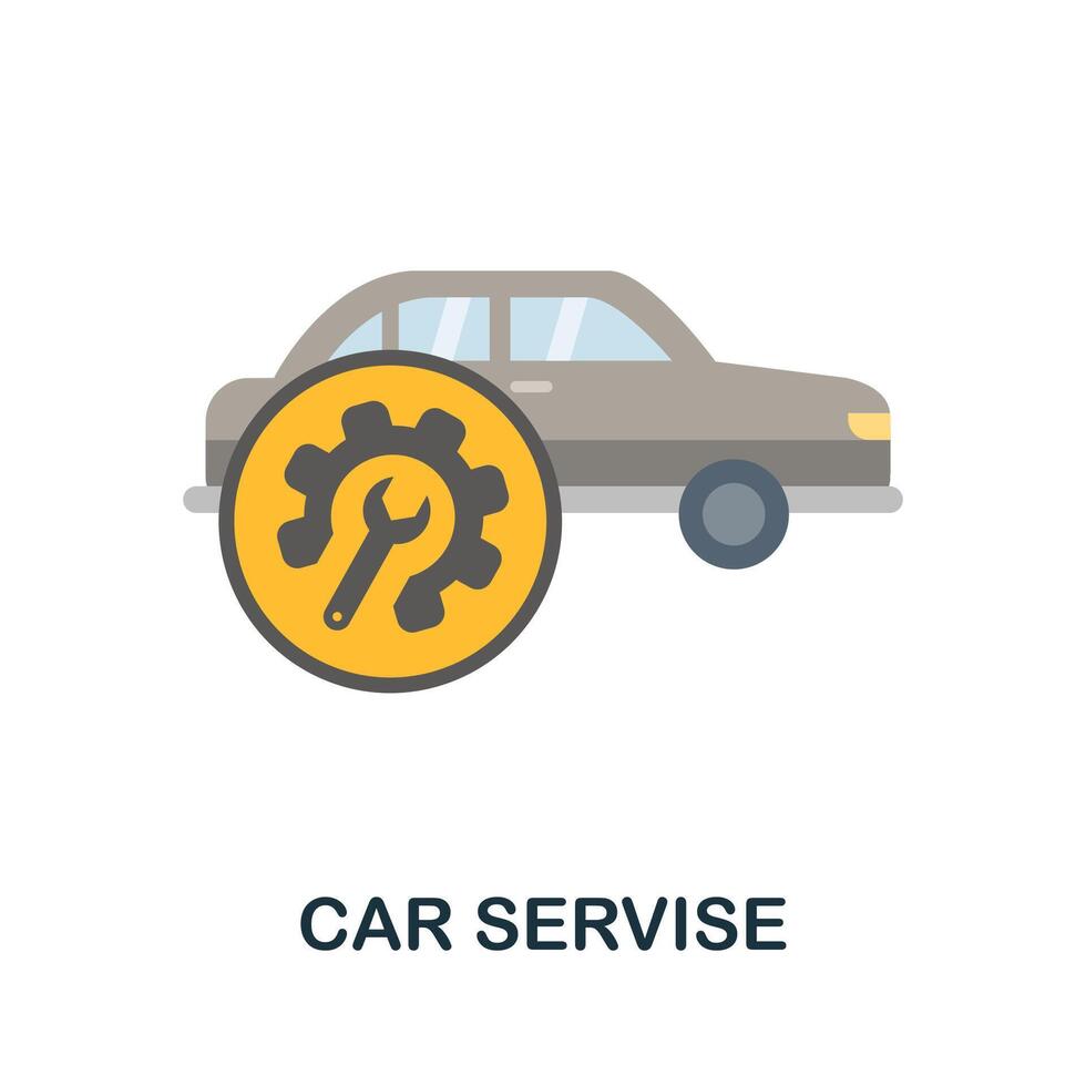 Car Servise flat icon. Colored filled simple Car Servise icon for templates, web design and infographics vector