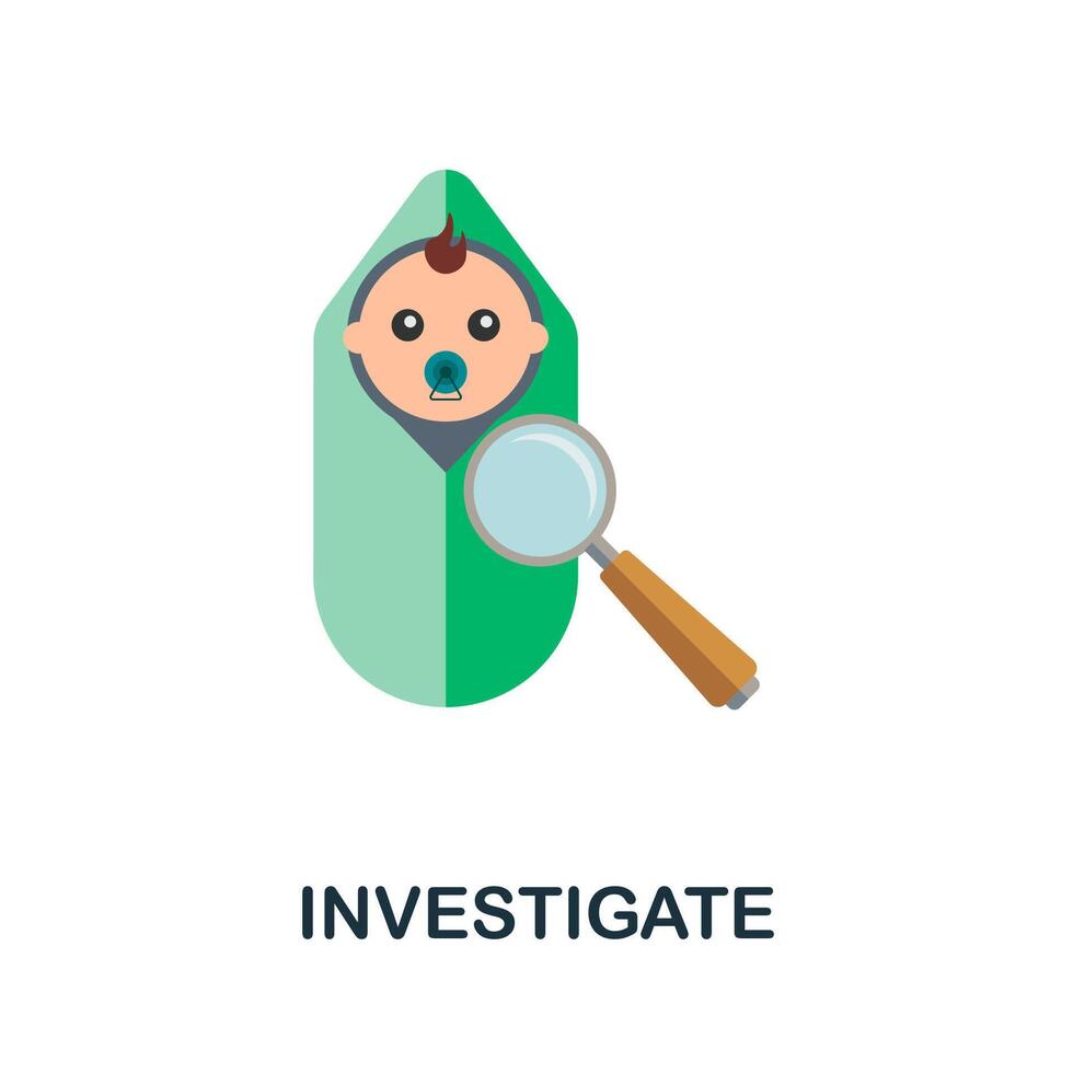 Investigate icon. Flat sign element from child adoption collection. Creative Investigate icon for web design, templates, infographics and more vector