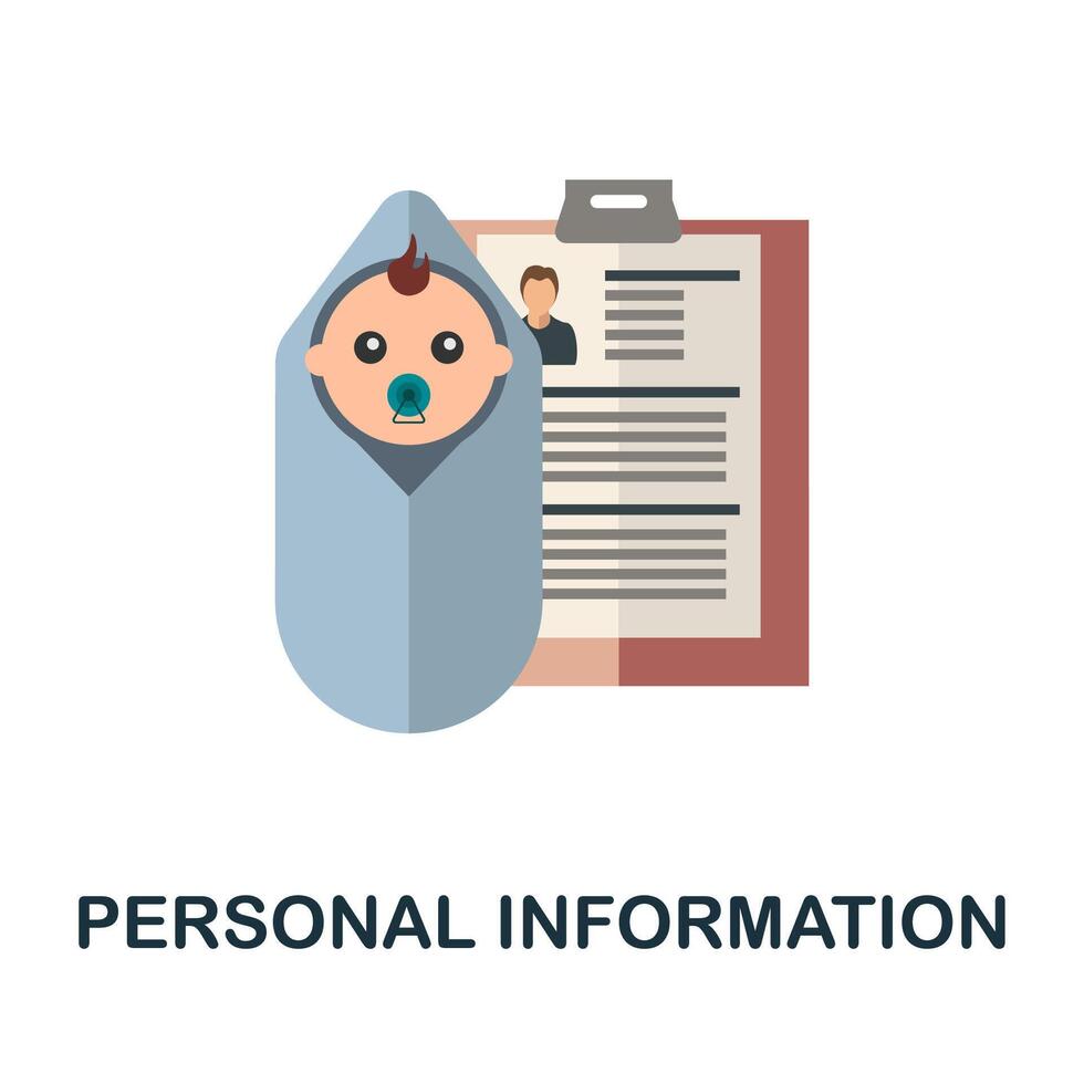 Personal Information icon. Flat sign element from child adoption collection. Creative Personal Information icon for web design, templates, infographics and more vector