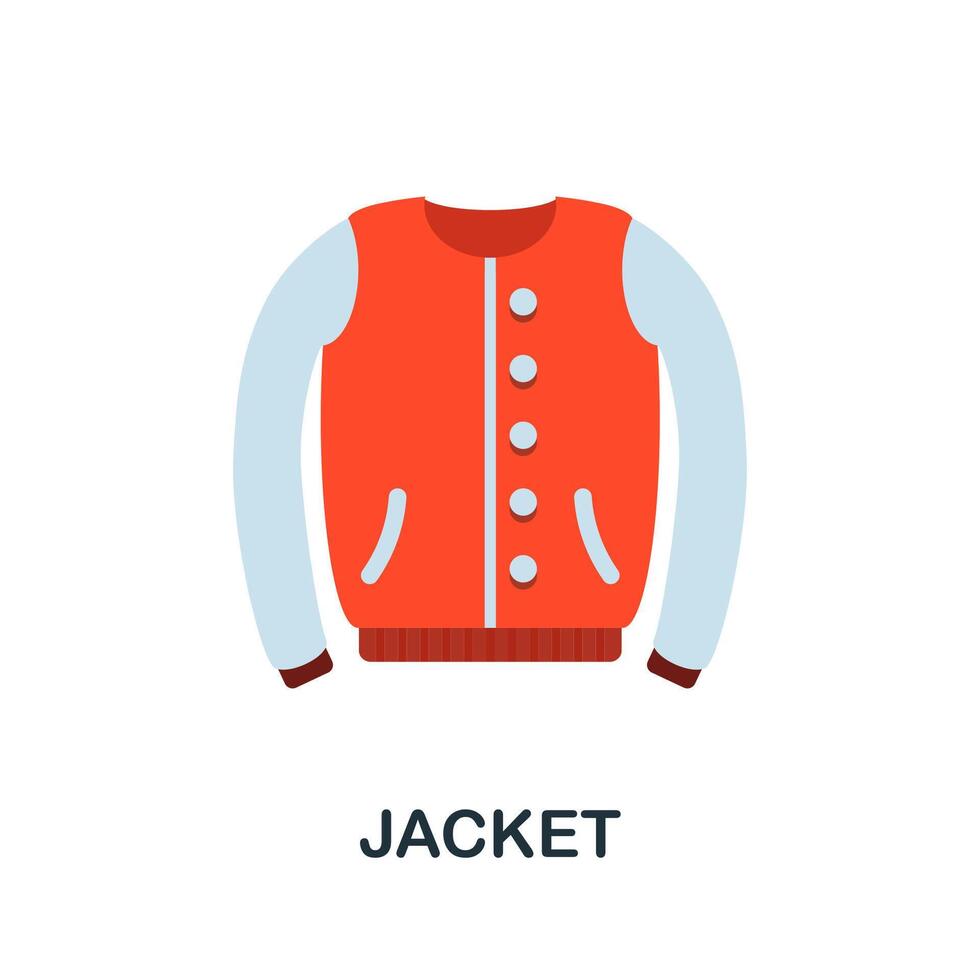 Jacket flat icon. Color simple element from clothes collection. Creative Jacket icon for web design, templates, infographics and more vector