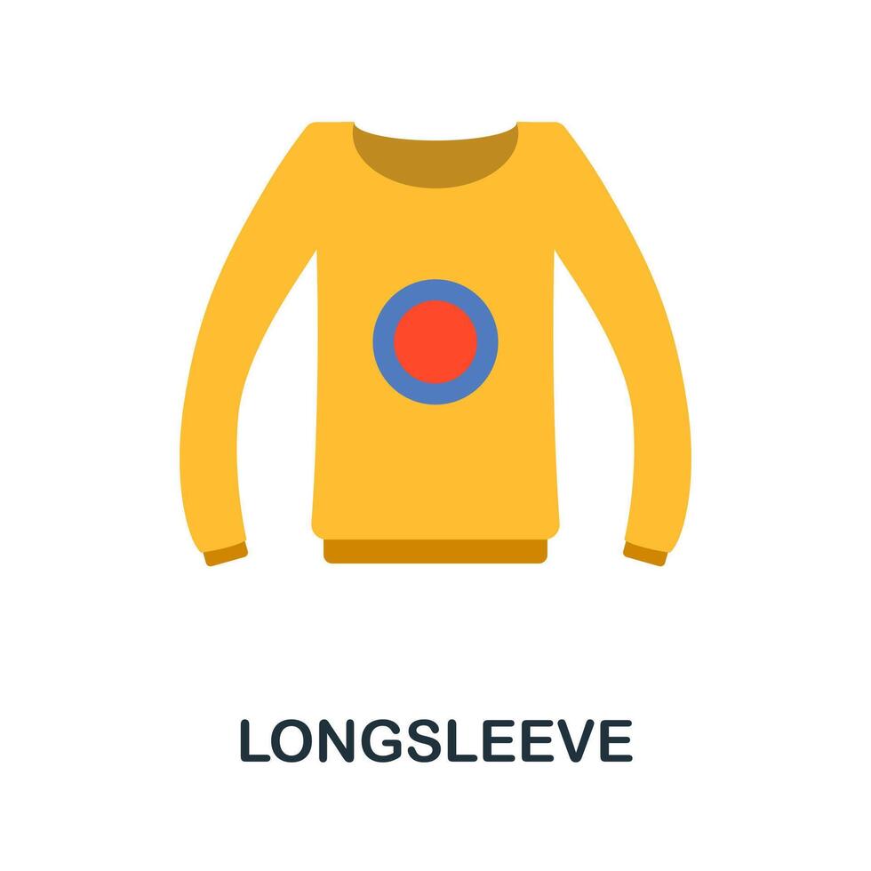 Longsleeve flat icon. Color simple element from clothes collection. Creative Longsleeve icon for web design, templates, infographics and more vector