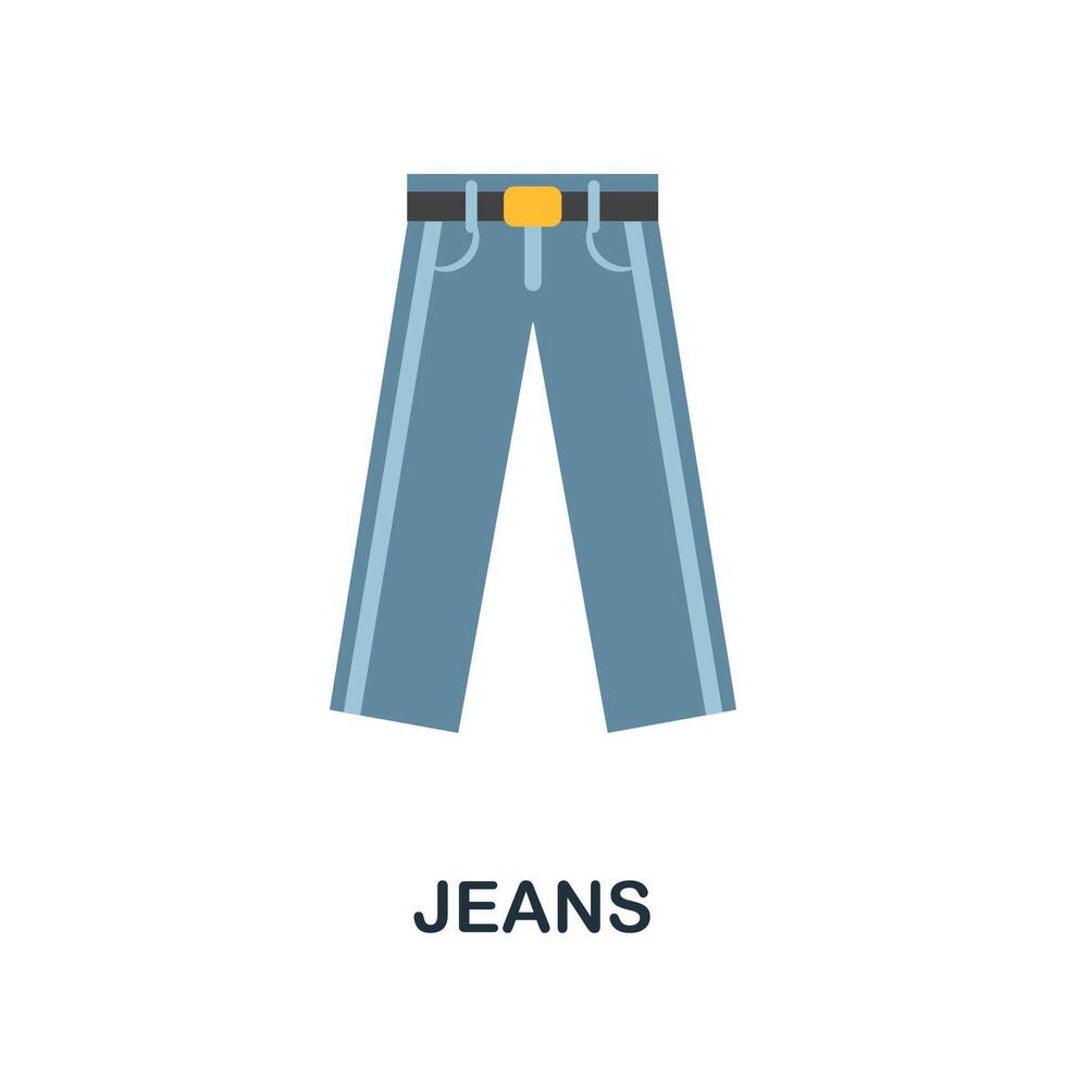 Jeans flat icon. Color simple element from clothes collection. Creative Jeans icon for web design, templates, infographics and more vector