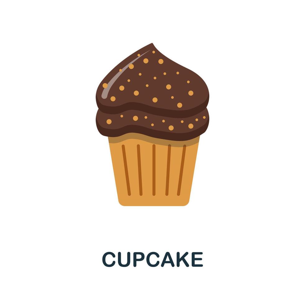 Cupcake flat icon. Color simple element from coffee collection. Creative Cupcake icon for web design, templates, infographics and more vector