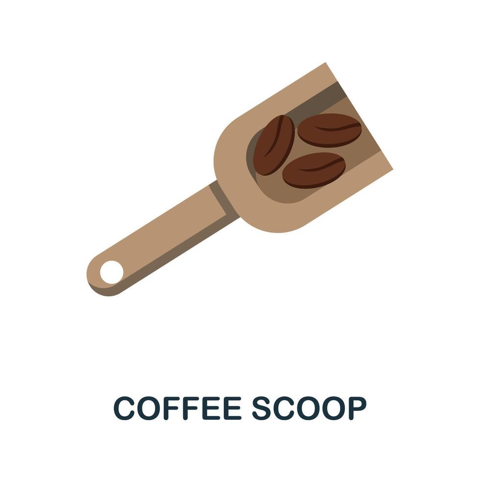 Coffee Scoop flat icon. Color simple element from coffee collection. Creative Coffee Scoop icon for web design, templates, infographics and more vector