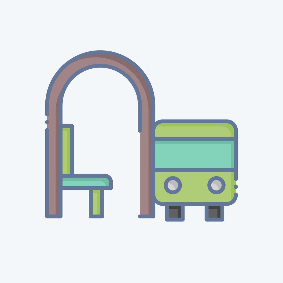Icon Bus Stop. related to City symbol. doodle style. simple design illustration vector