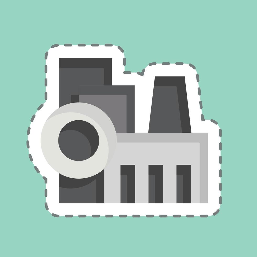 Sticker line cut Factory. related to City symbol. simple design illustration vector