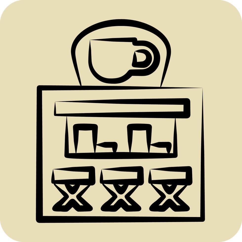 Icon Coffe Shop. related to City symbol. hand drawn style. simple design illustration vector