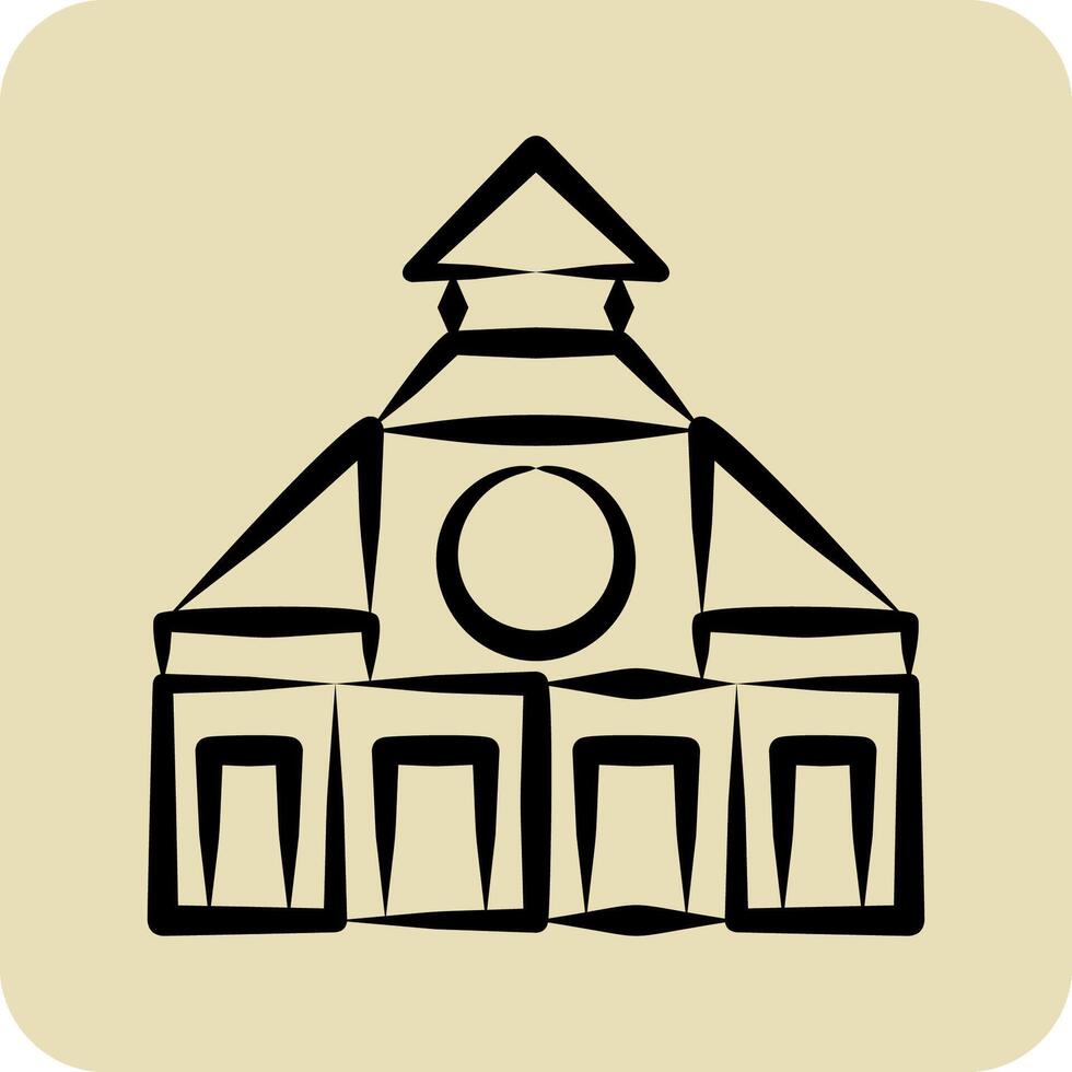 Icon Church. related to City symbol. hand drawn style. simple design illustration vector