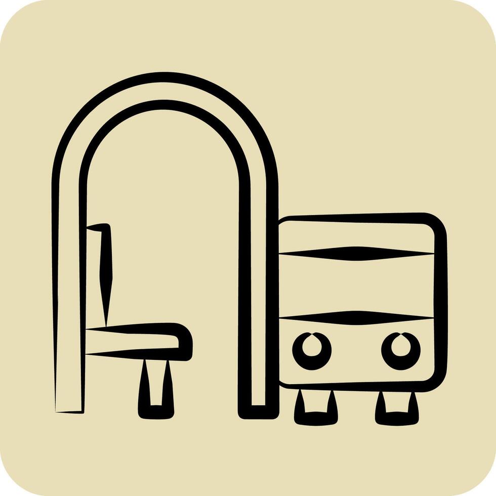 Icon Bus Stop. related to City symbol. hand drawn style. simple design illustration vector