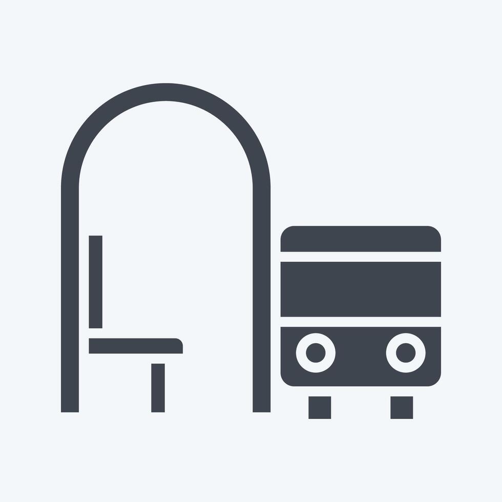 Icon Bus Stop. related to City symbol. glyph style. simple design illustration vector