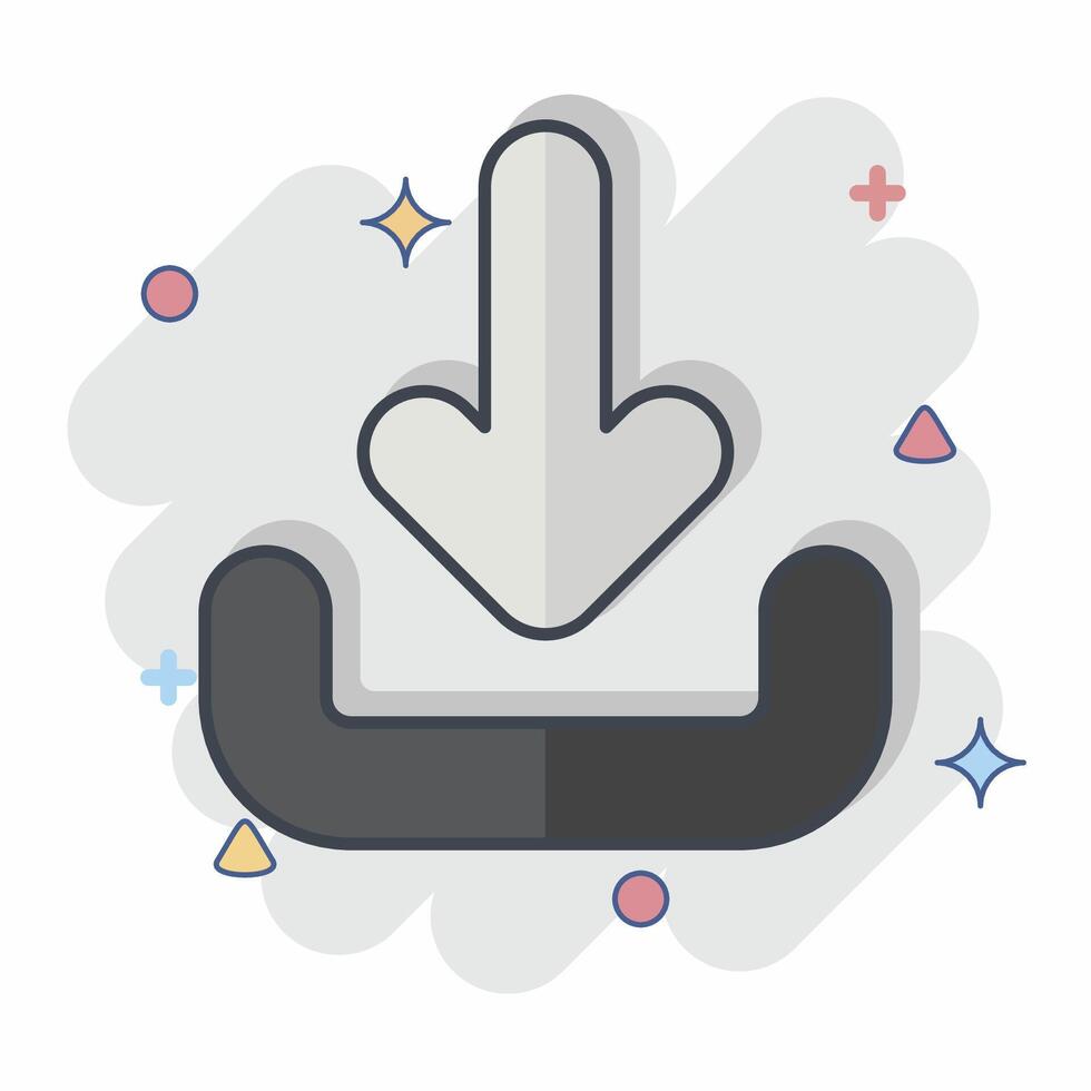 Icon Download. related to Button Download symbol. comic style. simple design illustration vector