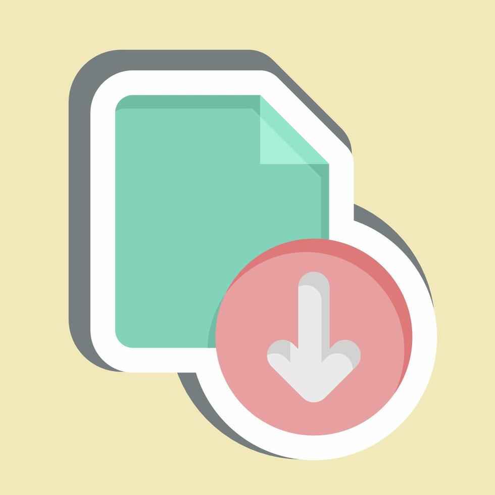 Sticker Document. related to Button Download symbol. simple design illustration vector