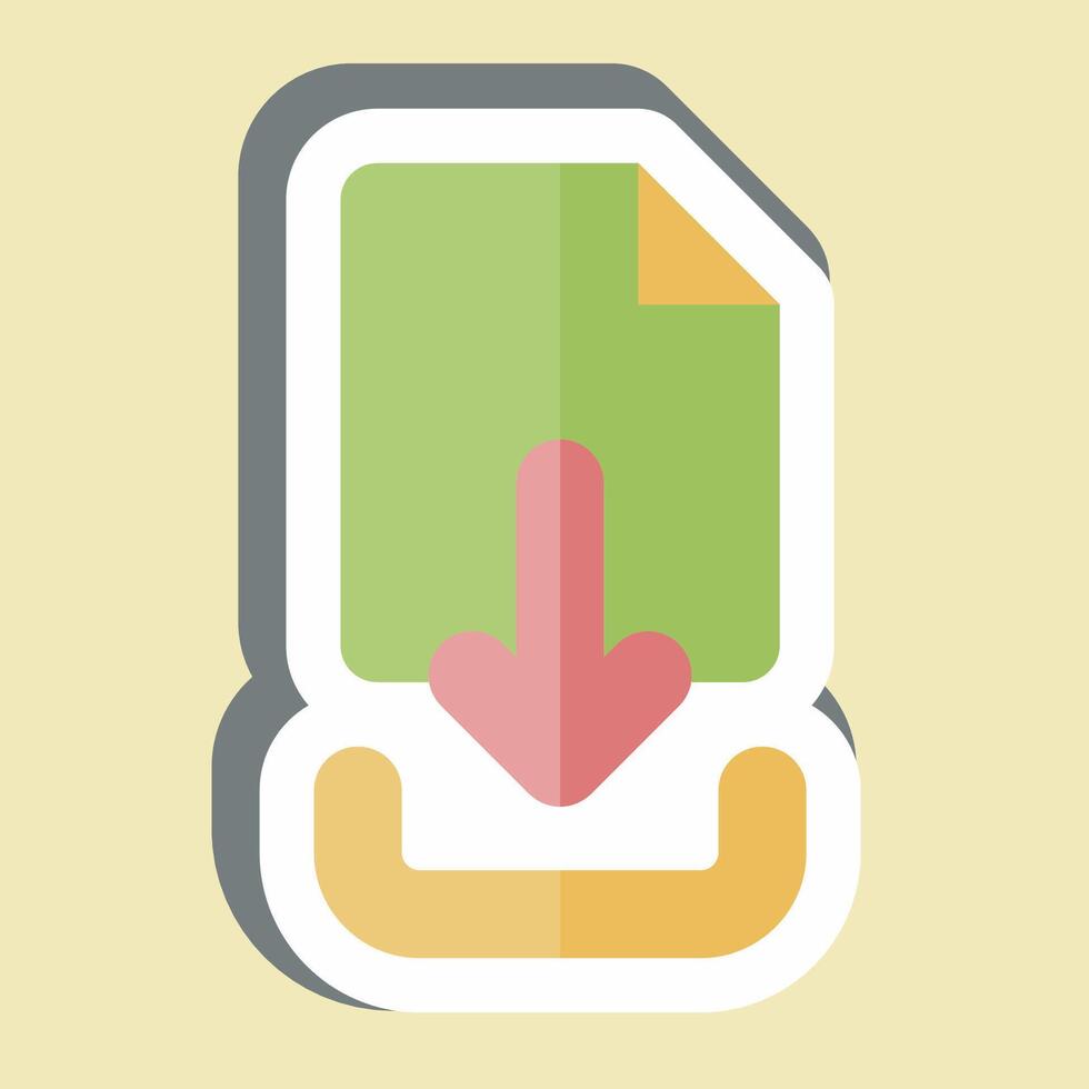 Sticker Download File. related to Button Download symbol. simple design illustration vector