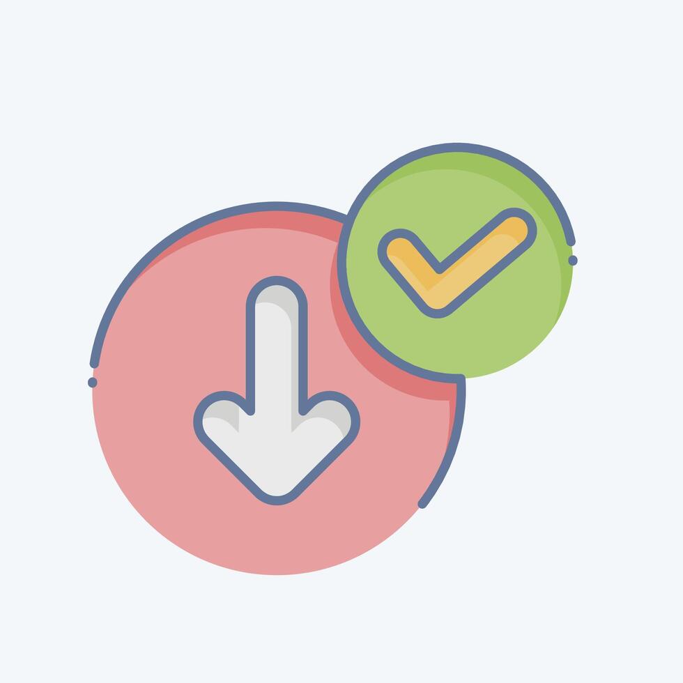 Icon Download Success. related to Button Download symbol. doodle style. simple design illustration vector