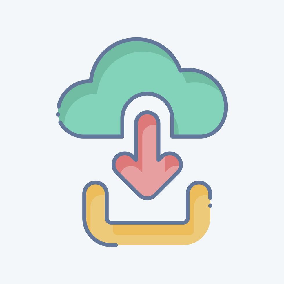 Icon Cloud Download. related to Button Download symbol. doodle style. simple design illustration vector