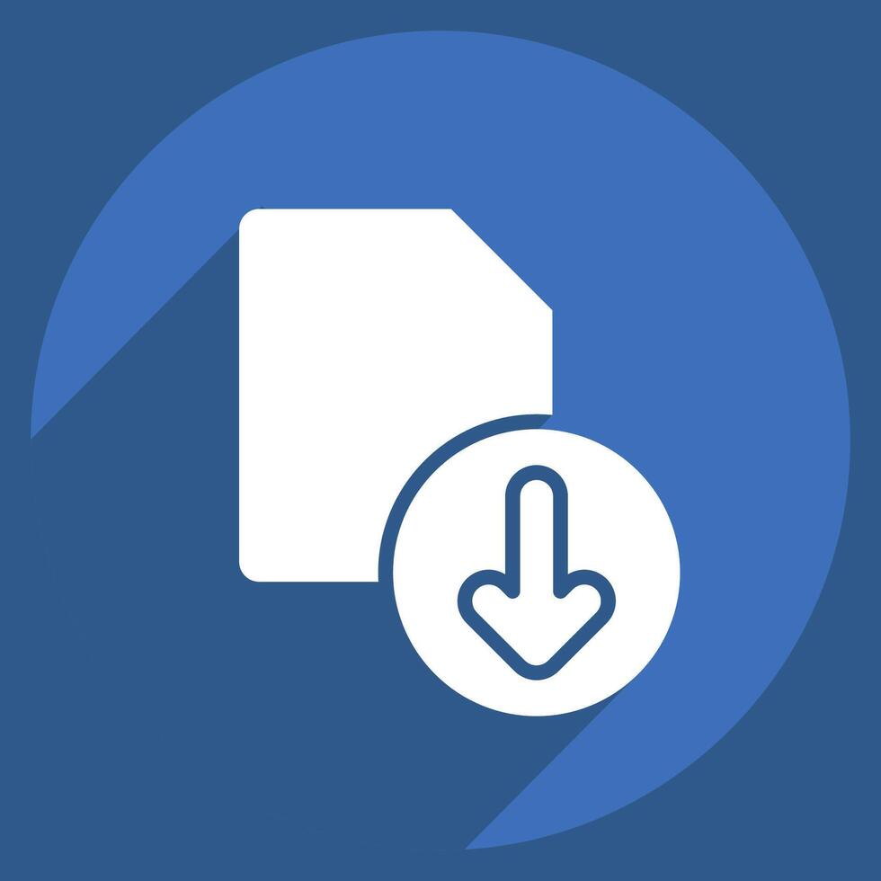 Icon Document. related to Button Download symbol. long shadow style. simple design illustration vector